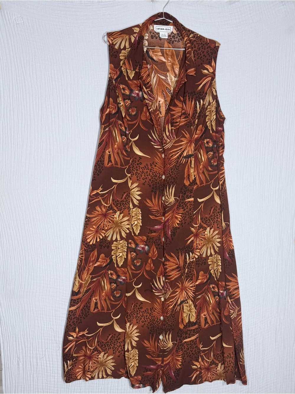 🌴 Vintage | California Crush | MISSING TOP 2 BUTTONS | Dress/Duster | 2C